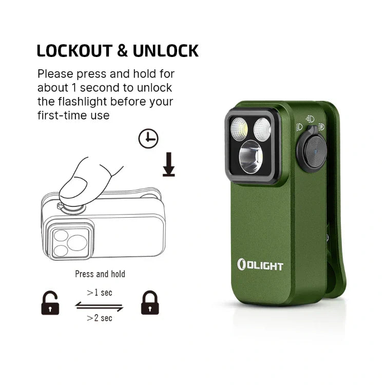 OLIGHT OCLIPPROODGC2M Oclip Pro Clip on Flashlight with Floodlight Spotlight and Red Light - OD Green VM Hardware