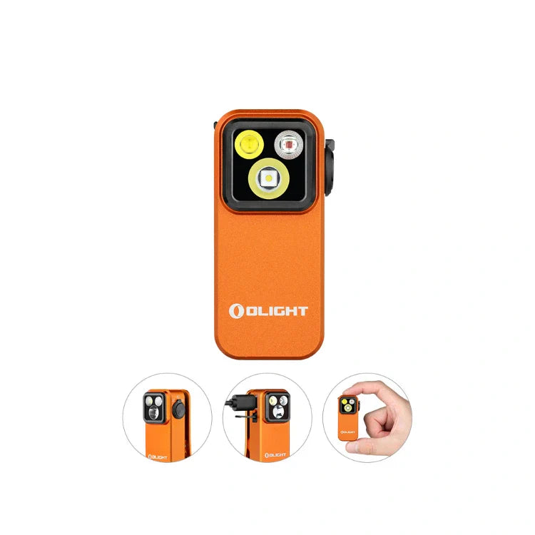 OLIGHT OCLIPPROOGC2M Oclip Pro Clip on Flashlight with Floodlight Spotlight and Red Light - Orange VM Hardware