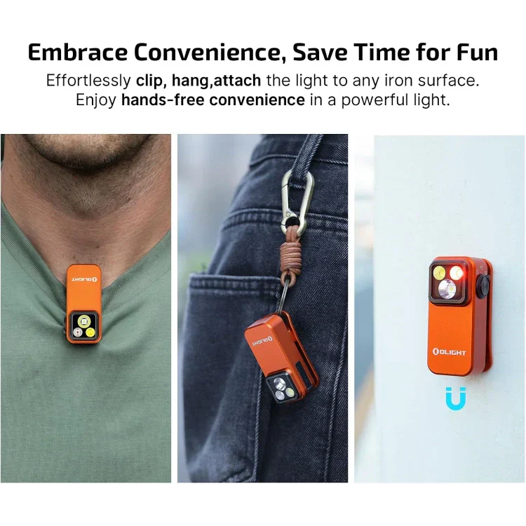 OLIGHT OCLIPPROOGC2M Oclip Pro Clip on Flashlight with Floodlight Spotlight and Red Light - Orange VM Hardware
