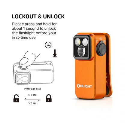 OLIGHT OCLIPPROOGC2M Oclip Pro Clip on Flashlight with Floodlight Spotlight and Red Light - Orange VM Hardware