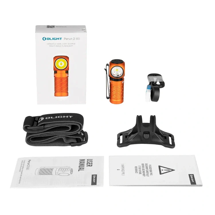 OLIGHT PERUN2MINIOG Perun 2 Mini LED Rechargeable Headlamp - Orange VM Hardware