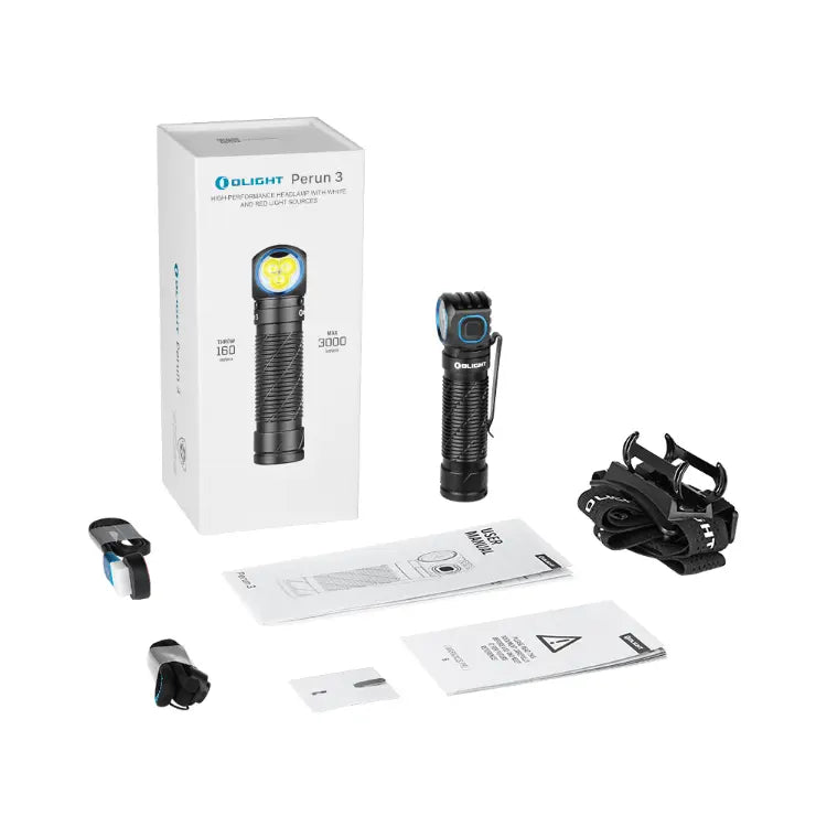 OLIGHT PERUN3BK Perun 3 Headlamp 3000 Lumens White Light and Red Light - Black VM Hardware