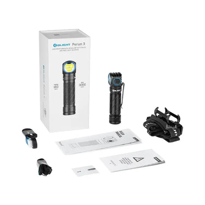 OLIGHT PERUN3BK Perun 3 Headlamp 3000 Lumens White Light and Red Light - Black VM Hardware