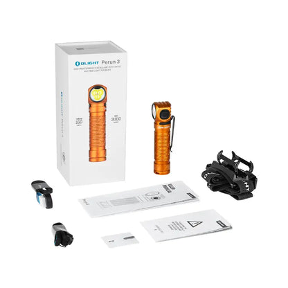 OLIGHT PERUN3OG Perun 3 Headlamp 3000 Lumens White Light and Red Light - Orange VM Hardware