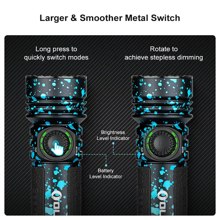 OLIGHT SEEKER4PRODPOCCW Seeker 4 Pro High Power Flashlight - Deep Ocean CW(5700~7000K) VM Hardware