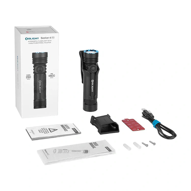 OLIGHT SEEKER4PROMTBKCW Seeker 4 Pro High Power Flashlight -Matte Black CW(5700~7000K) VM Hardware