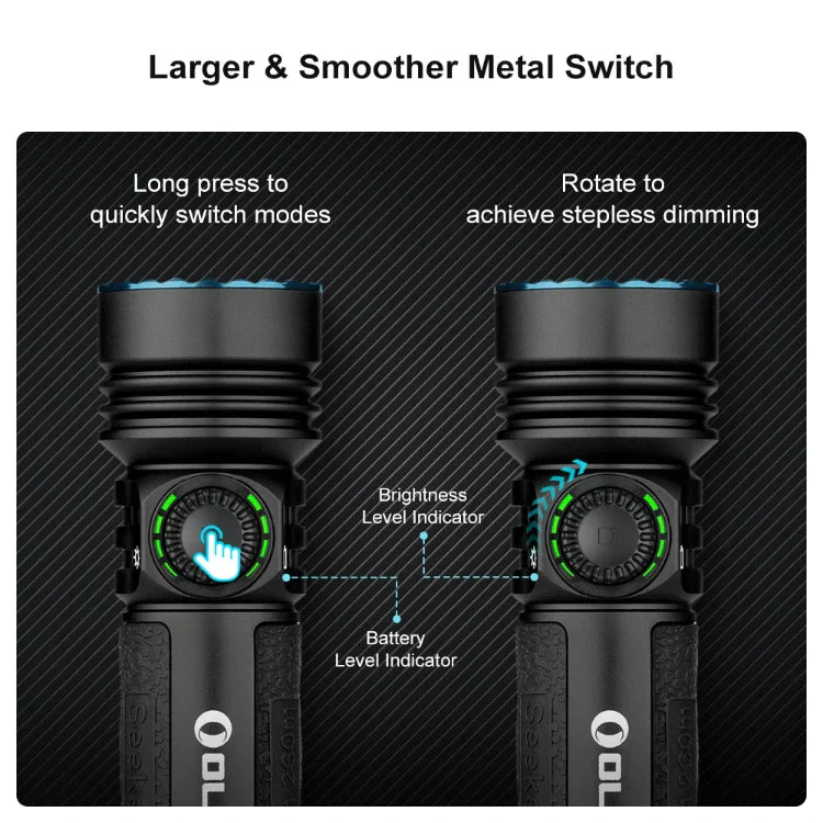 OLIGHT SEEKER4PROMTBKCW Seeker 4 Pro High Power Flashlight -Matte Black CW(5700~7000K) VM Hardware