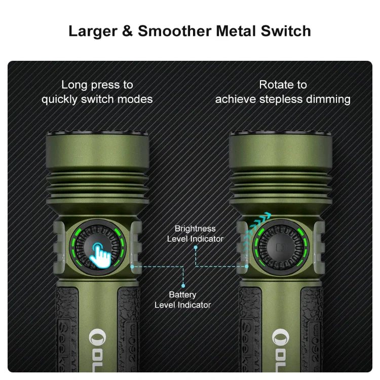 OLIGHT SEEKER4PROODG Seeker 4 Pro High Power Flashlight - OD Green CW(5700~7000K) VM Hardware