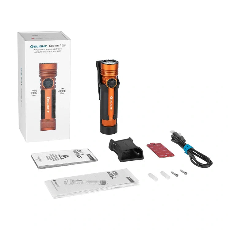 OLIGHT SEEKER4PROOG Seeker 4 Pro High Power Flashlight - Orange CW(5700~7000K) VM Hardware
