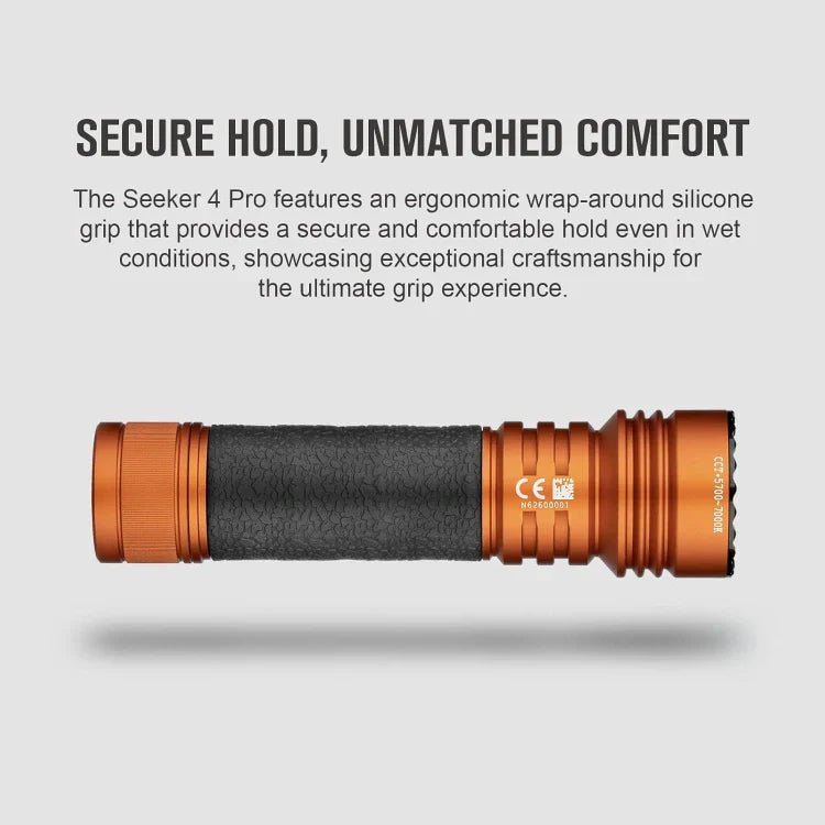 OLIGHT SEEKER4PROOG Seeker 4 Pro High Power Flashlight - Orange CW(5700~7000K) VM Hardware