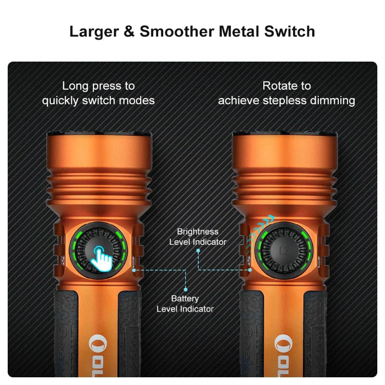OLIGHT SEEKER4PROOG Seeker 4 Pro High Power Flashlight - Orange CW(5700~7000K) VM Hardware