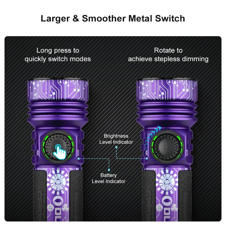 OLIGHT SEEKER4PROVIOLET Seeker 4 Pro High Power Flashlight Color - Cyber Violet CW(5700~7000K) VM Hardware
