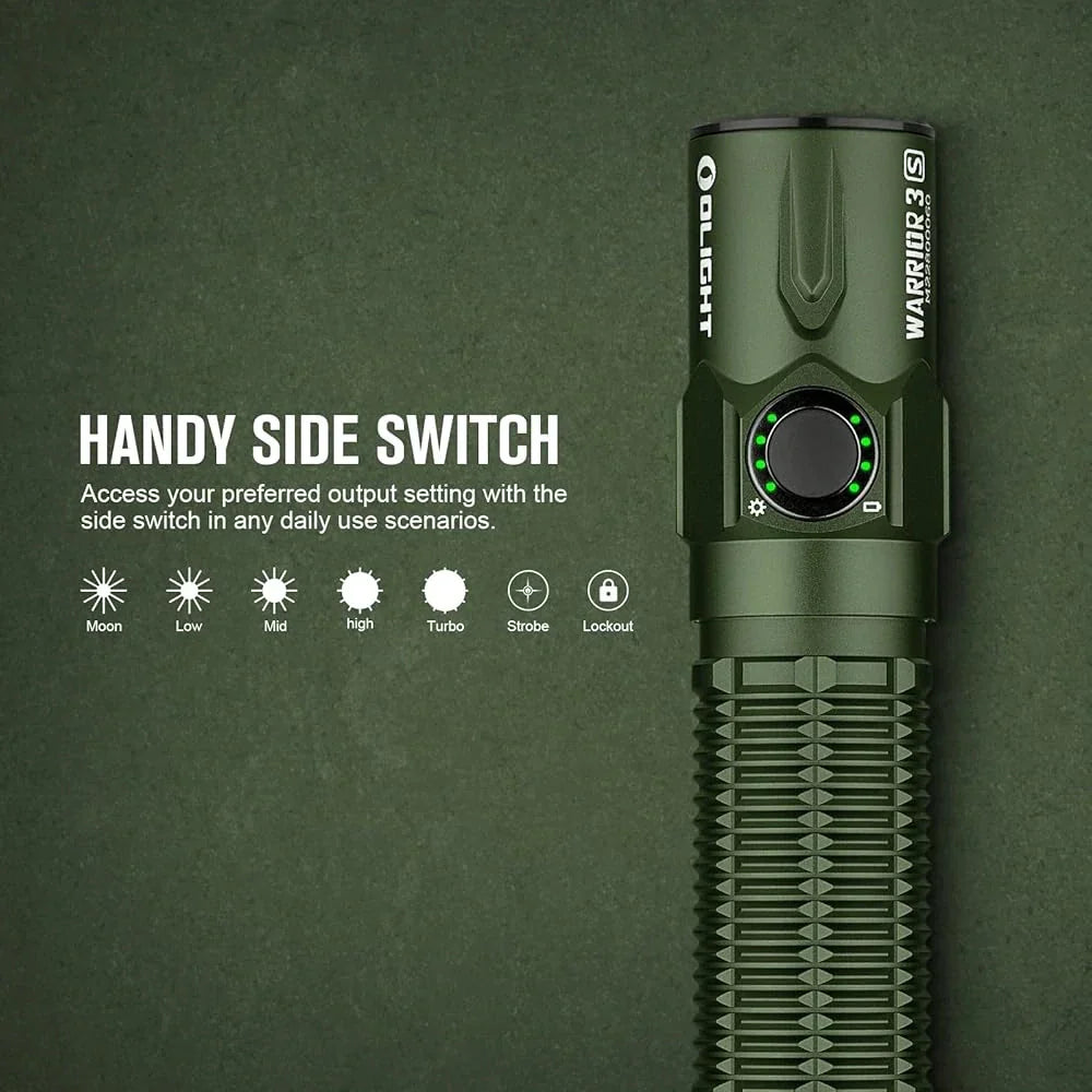 OLIGHT WARRIOR3SODG Warrior 3S High Beam Tactical Flashlight - OD Green VM Hardware