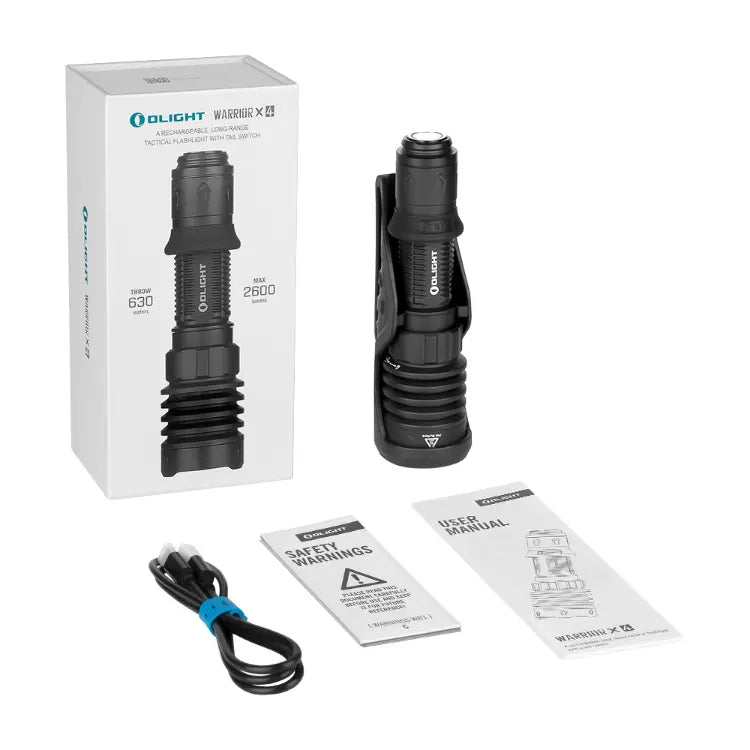 OLIGHT WARRIORX4MTBK Warrior X 4 USB-C and MCC Rechargeable Tactical Flashlight With Holster - Matte Black VM Hardware