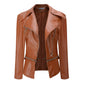 Motorcycle Leather Jacket with Zipper and Reversible Design