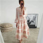 Summer Women's Geometric Print V-Neck Maxi Dress