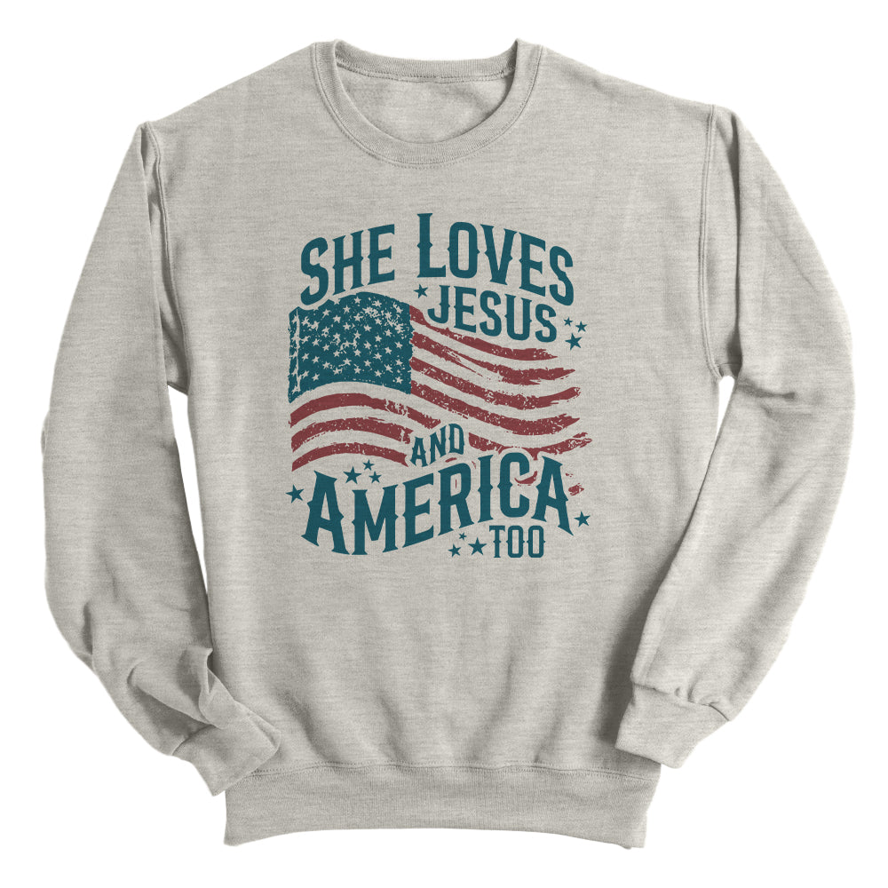 She Loves Jesus And America Too (Front) Shield Republic
