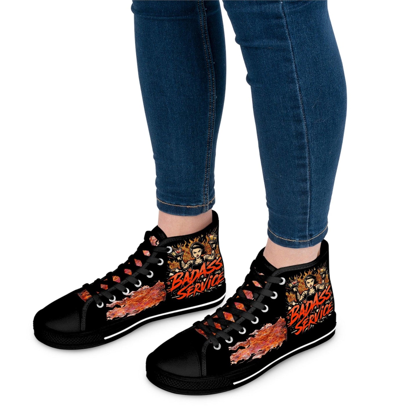 Bad Ass Service Womens Black High Top Sneakers Country in My Heart