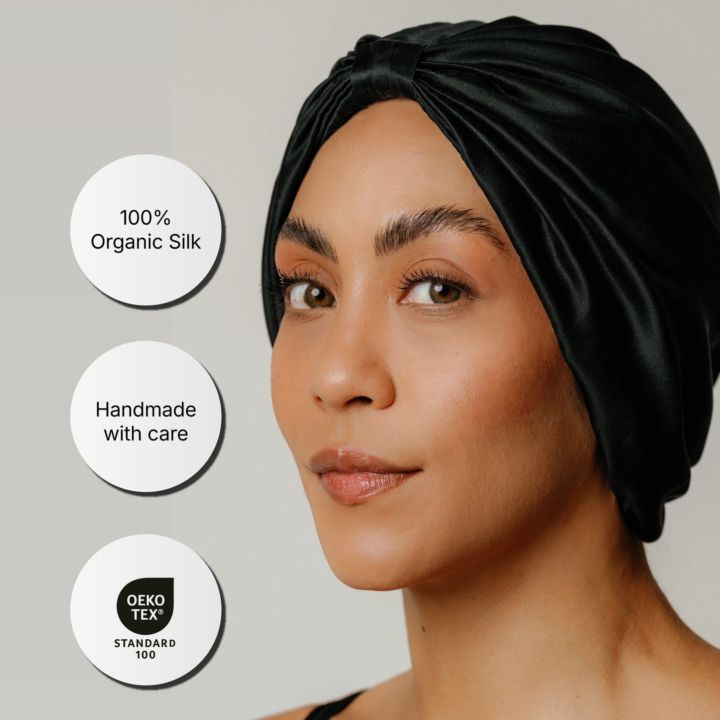 Organic Silk Hair Bonnet Onyx Black LINA LENNOX