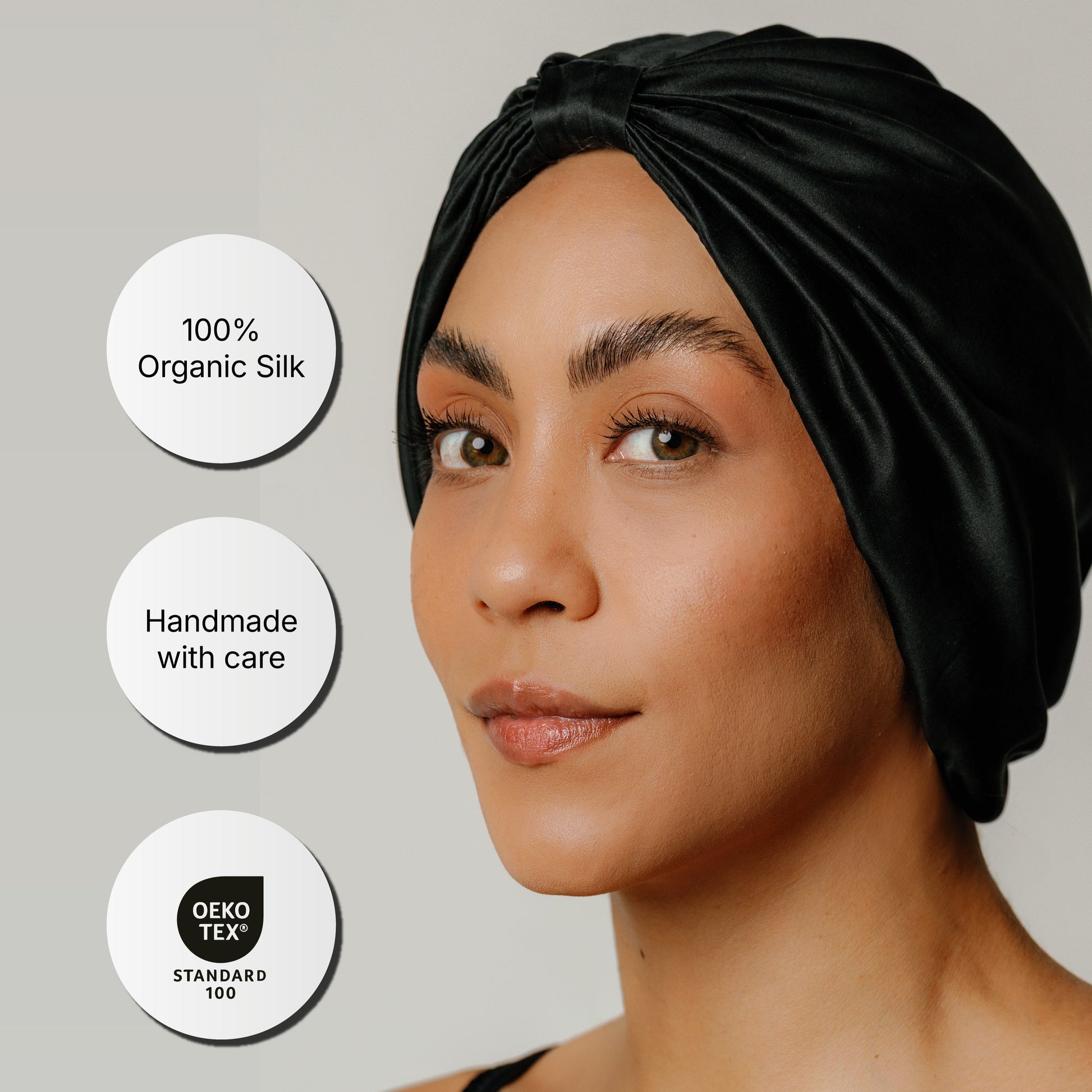 Organic Silk Hair Bonnet Onyx Black LINA LENNOX