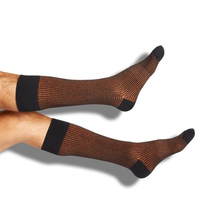 Orange and Black Birdseye Dress Socks DeadSoxy