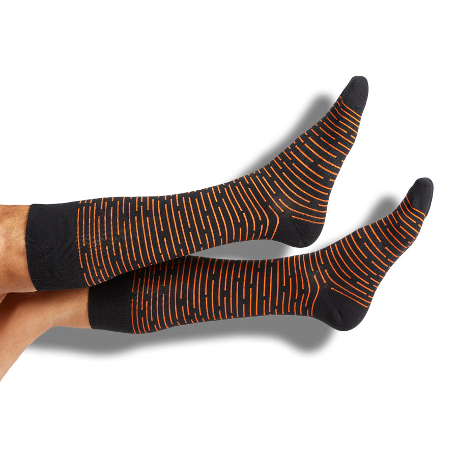 Orange and Black Broken Stripe Dress Socks DeadSoxy