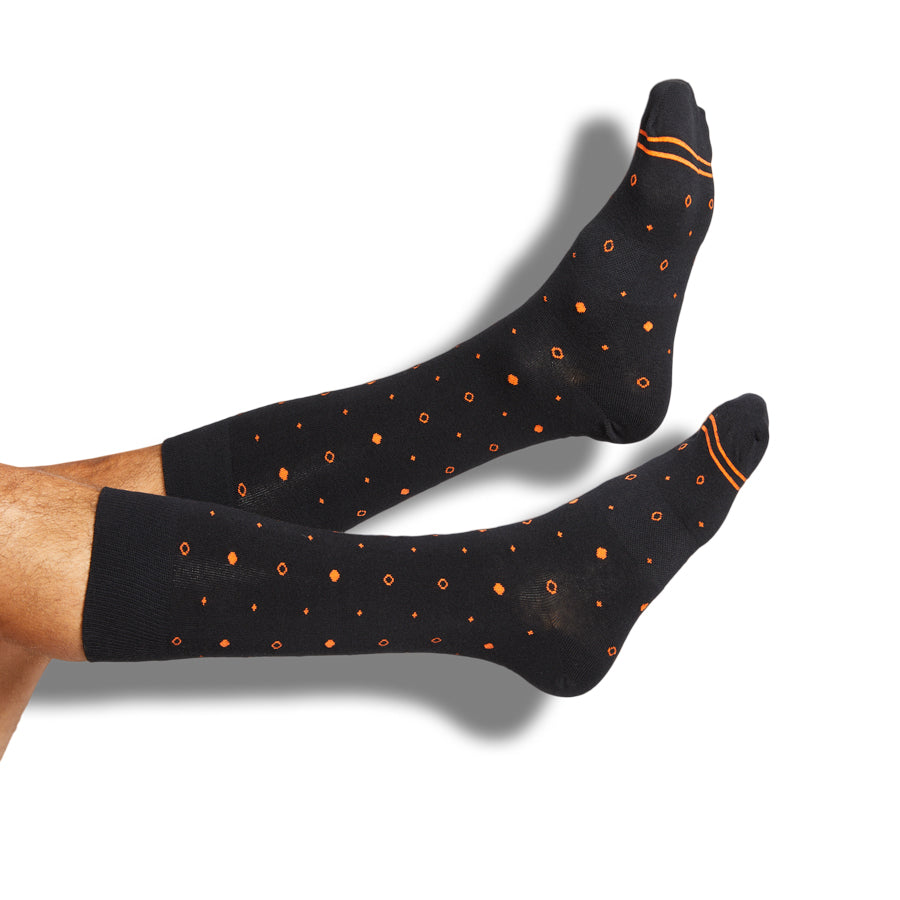 Orange and Black Mixed Dot Dress Socks DeadSoxy