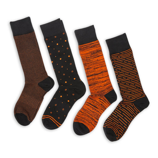 Orange / Black Dress Socks 4-Pack DeadSoxy