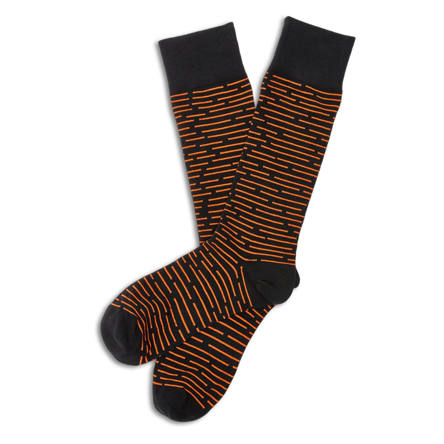 Orange and Black Broken Stripe Dress Socks DeadSoxy