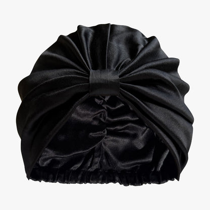 Organic Silk Hair Bonnet Onyx Black LINA LENNOX