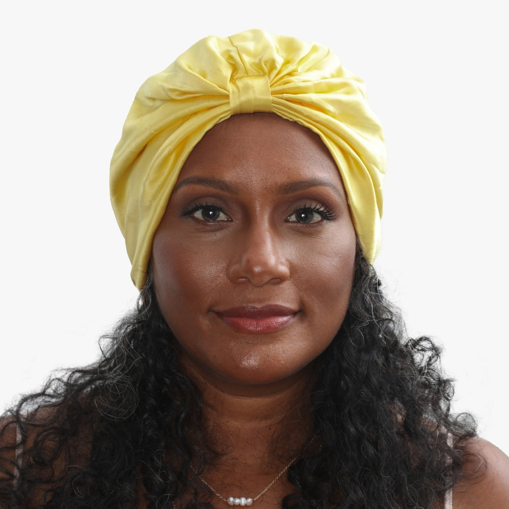 Organic Silk Hair Bonnet Sunshine Yellow LINA LENNOX