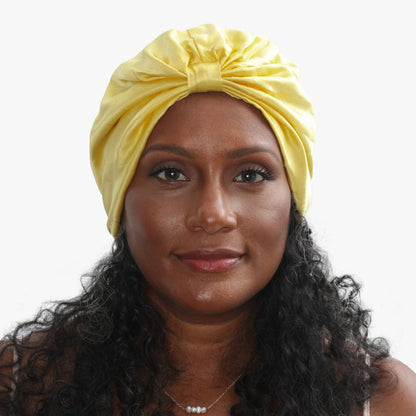 Organic Silk Hair Bonnet Sunshine Yellow LINA LENNOX