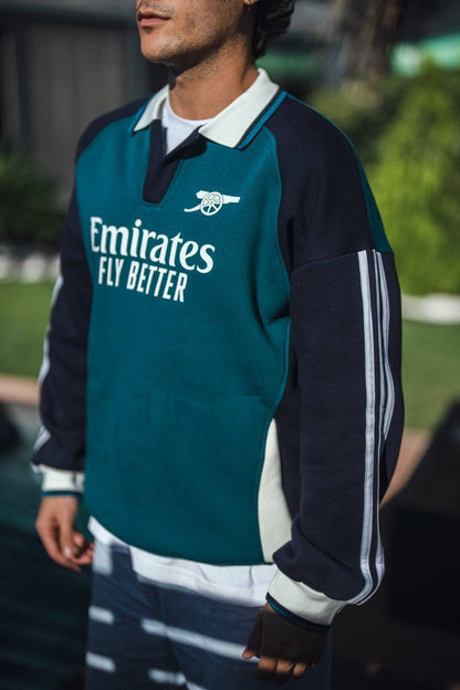 Arsenal Oversized 3-Thread Fleece-Lined Sweatshirt - Cozy and Durable Design Withinblack