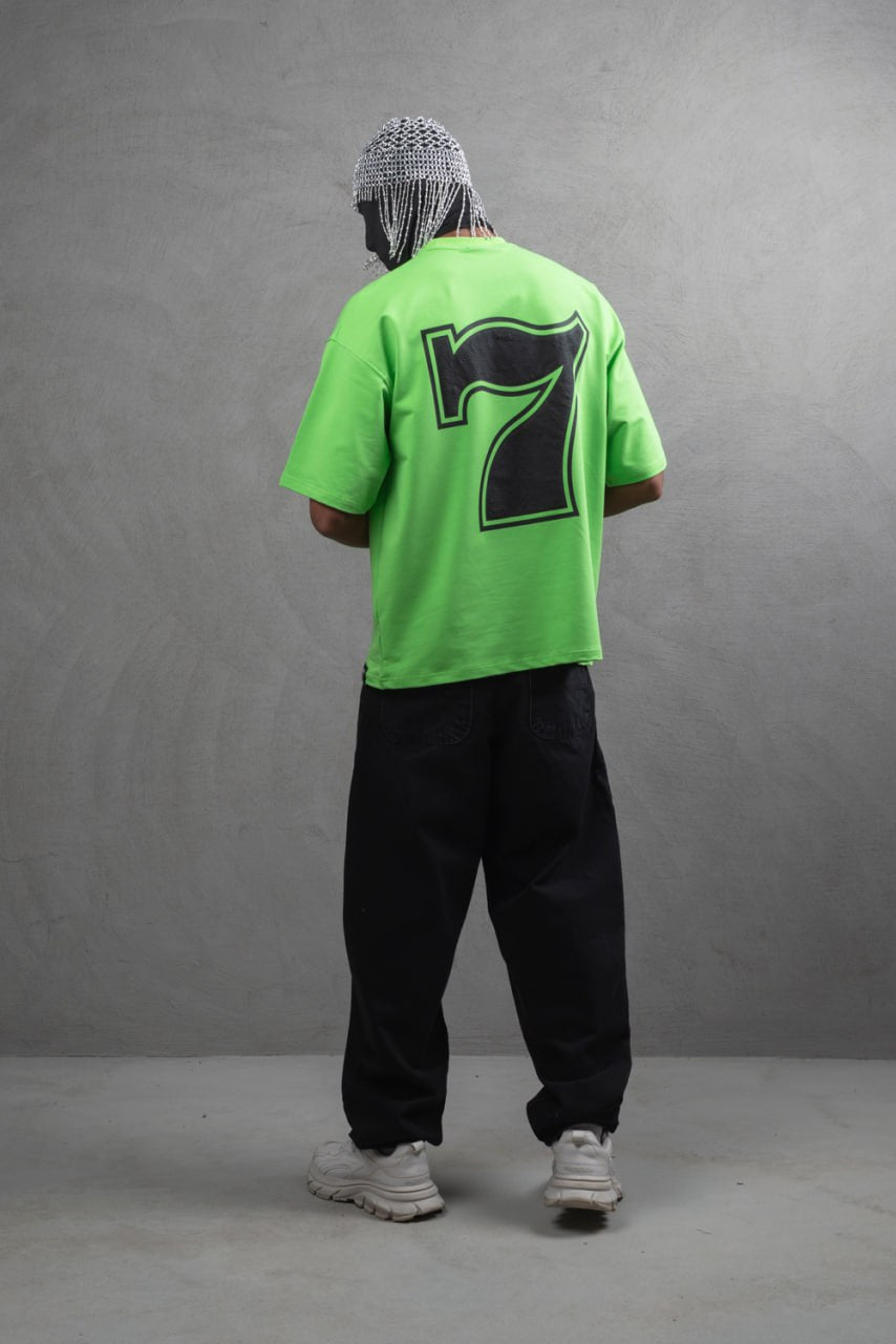 Oversize Cotton Tee - "777" Graphic Print Shirt Withinblack