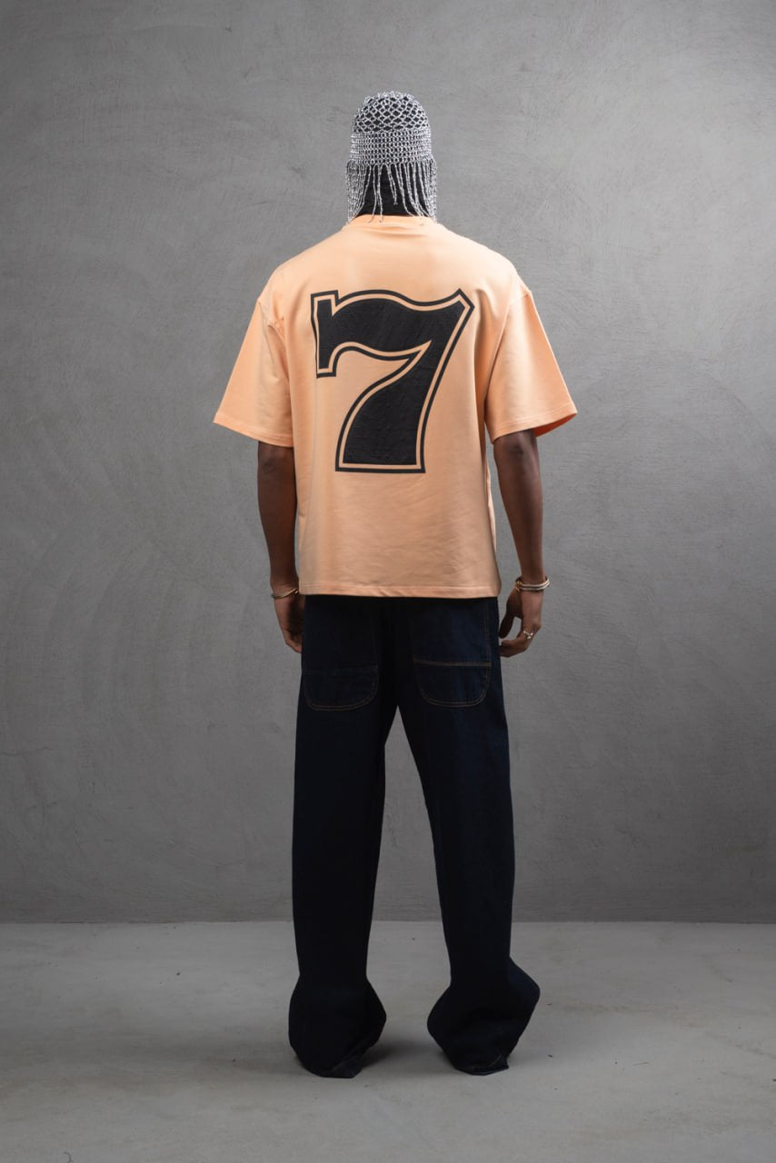 Oversize Cotton Tee - "777" Graphic Print Shirt Withinblack