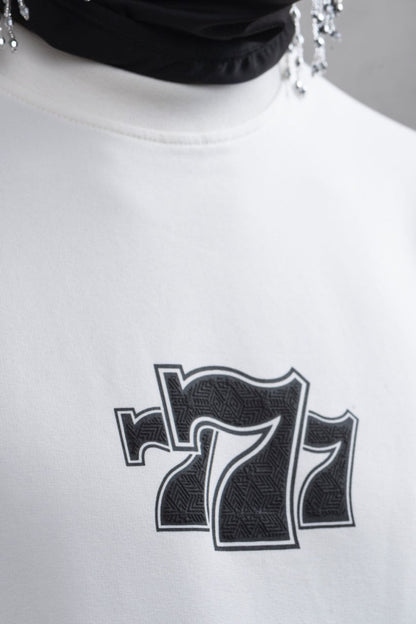Oversize Cotton Tee - "777" Graphic Print Shirt Withinblack