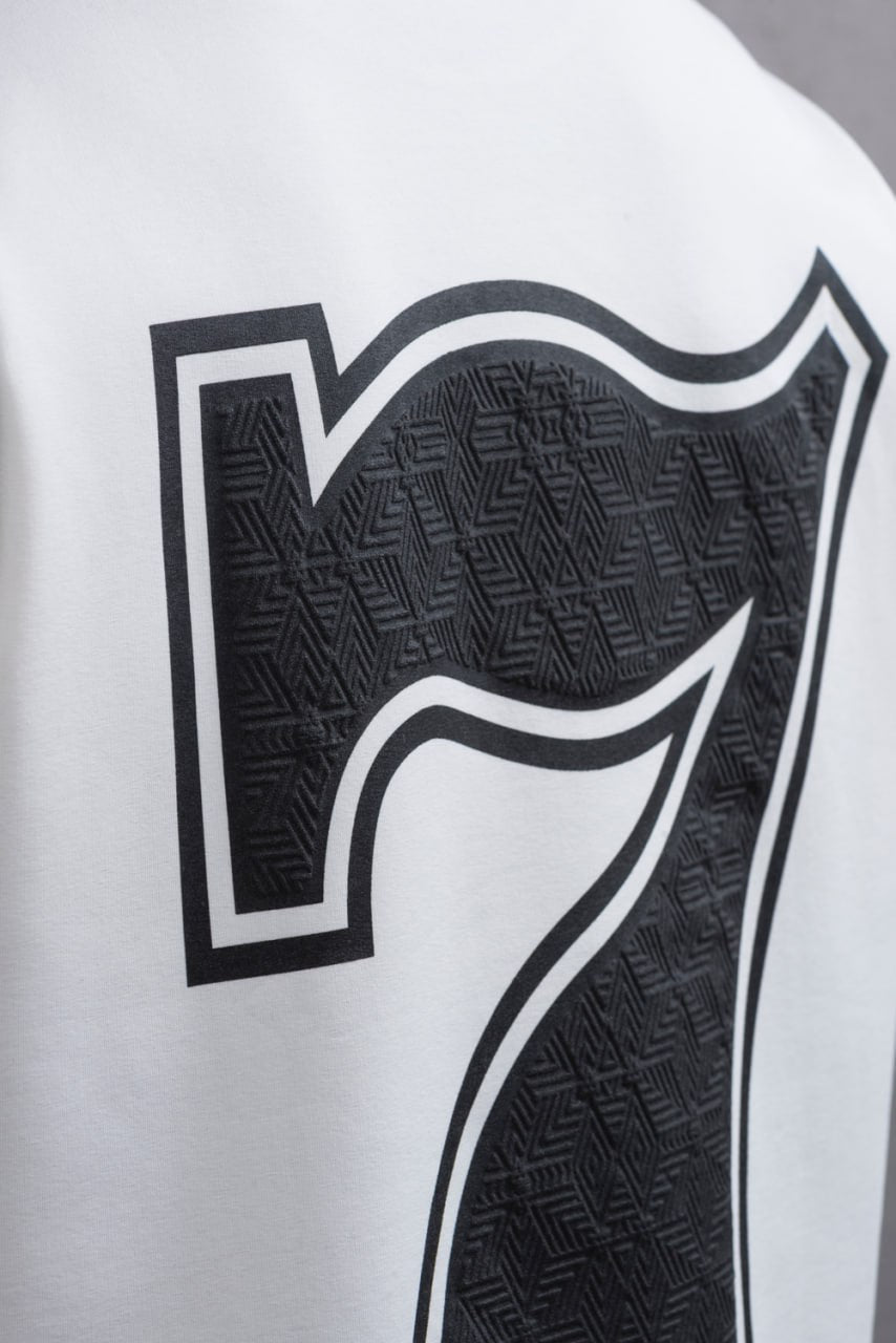Oversize Cotton Tee - "777" Graphic Print Shirt Withinblack