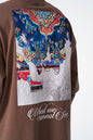 Oversize Cotton Tee / "AWARE" Dove Hands Symbolic Graphic Print Withinblack