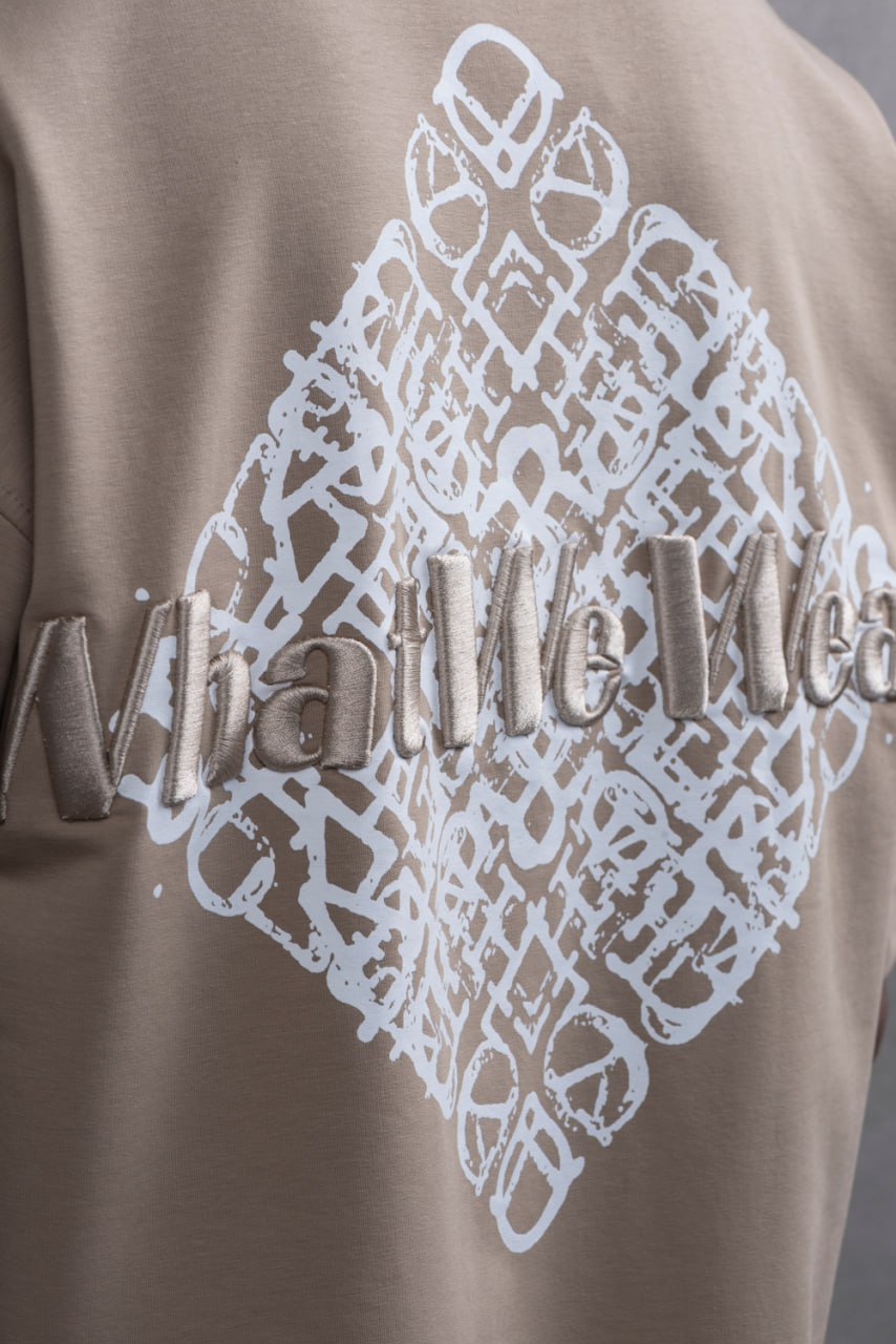 Oversize Cotton Tee - Abstract Diamond Graphic Print Withinblack