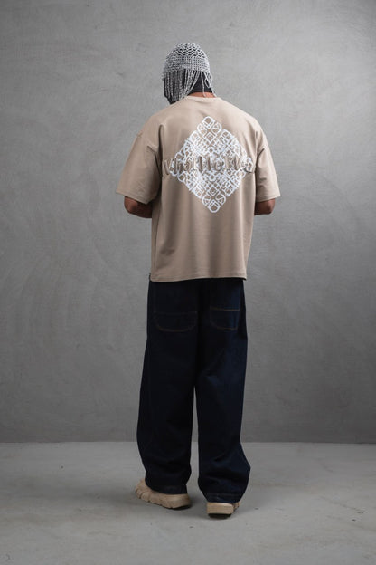 Oversize Cotton Tee - Abstract Diamond Graphic Print Withinblack