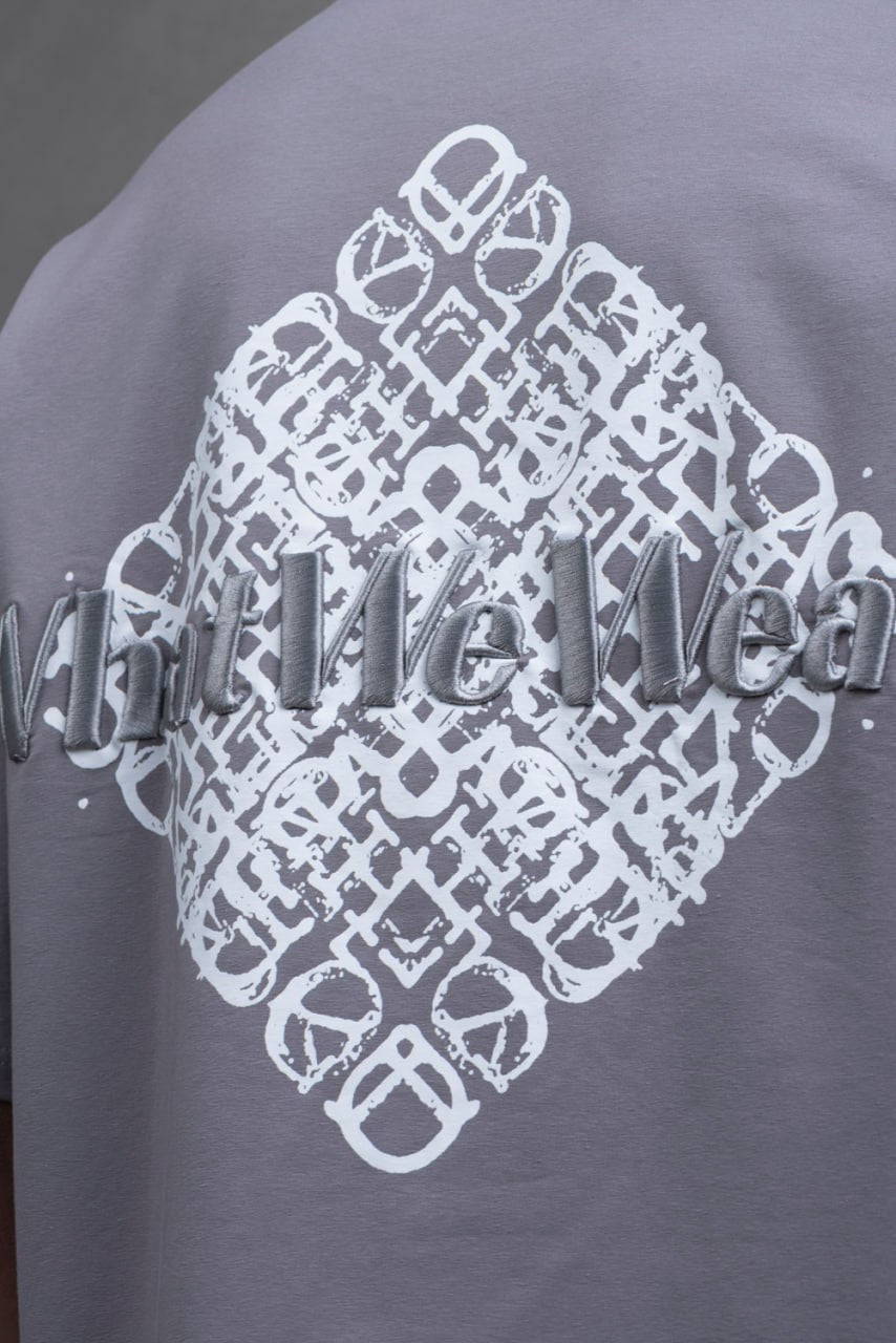 Oversize Cotton Tee - Abstract Diamond Graphic Print Withinblack