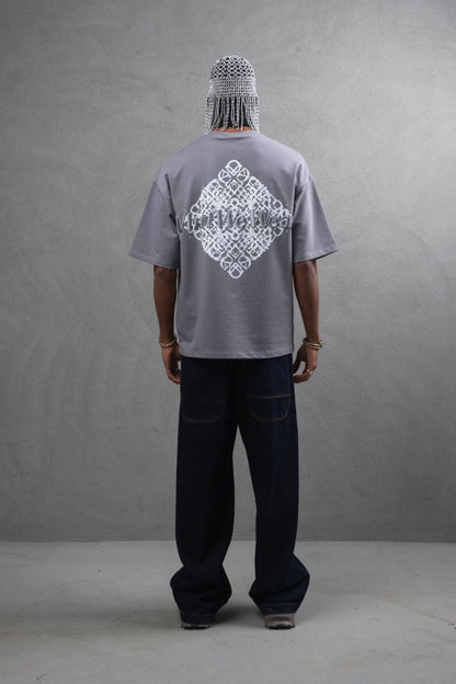 Oversize Cotton Tee - Abstract Diamond Graphic Print Withinblack