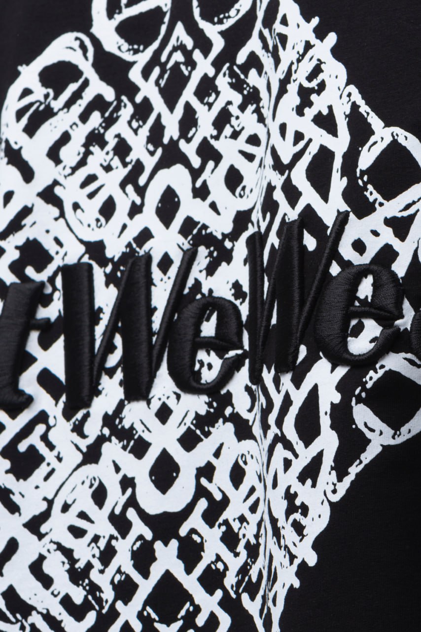 Oversize Cotton Tee - Abstract Diamond Graphic Print Withinblack