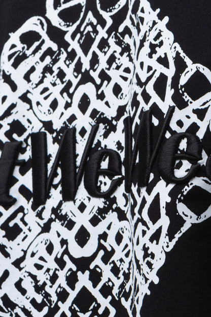 Oversize Cotton Tee - Abstract Diamond Graphic Print Withinblack