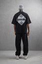 Oversize Cotton Tee - Abstract Diamond Graphic Print Withinblack