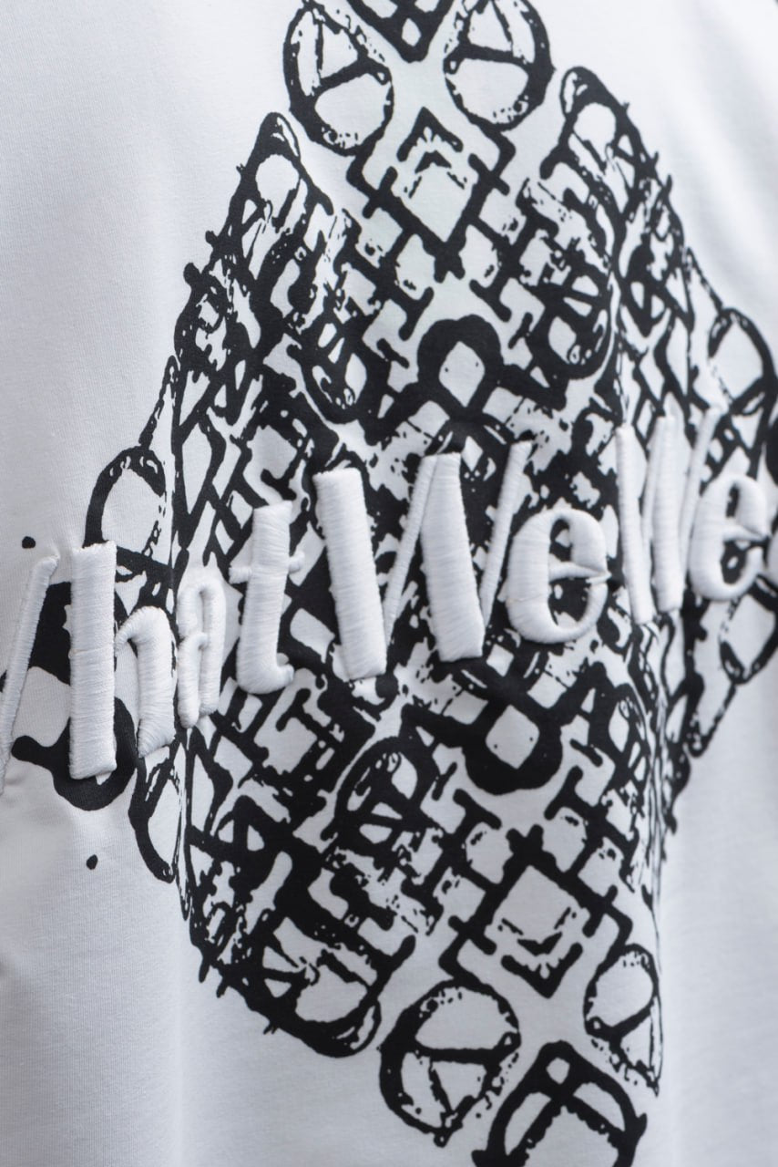 Oversize Cotton Tee - Abstract Diamond Graphic Print Withinblack