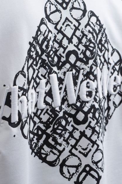 Oversize Cotton Tee - Abstract Diamond Graphic Print Withinblack