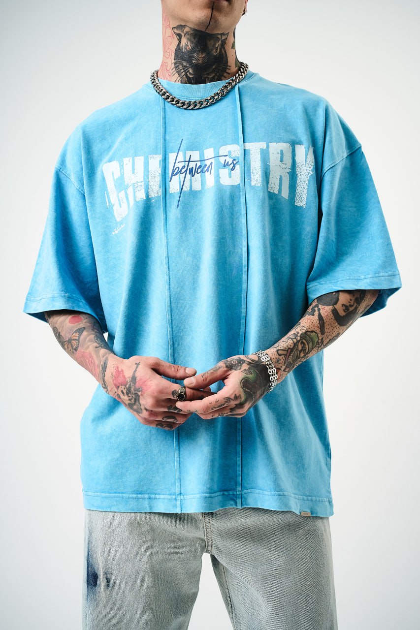 Oversize Cotton Tee - "Chemistry" Distressed Graphic Print Withinblack