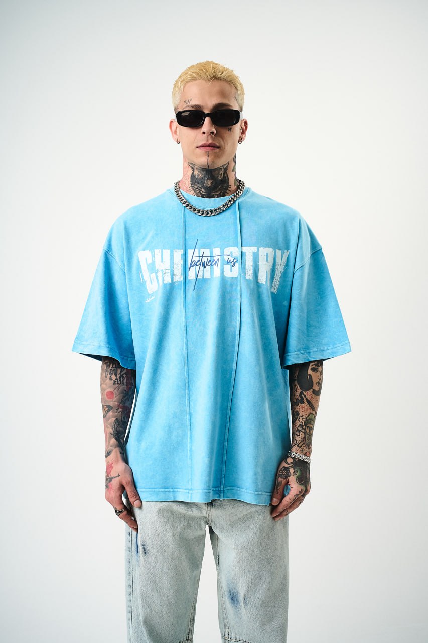 Oversize Cotton Tee - "Chemistry" Distressed Graphic Print Withinblack