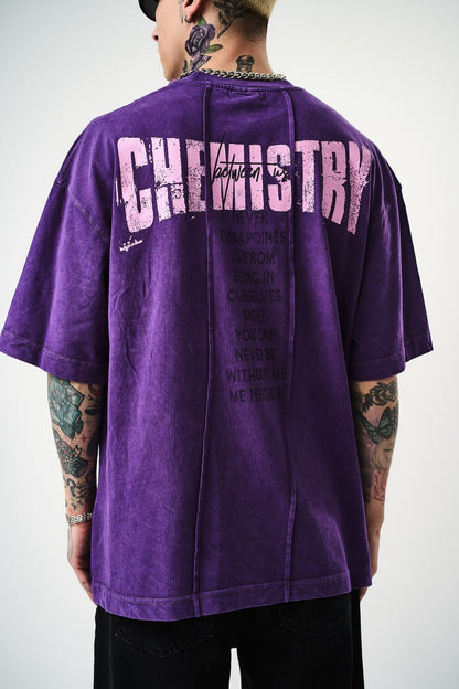 Oversize Cotton Tee - "Chemistry" Distressed Graphic Print Withinblack